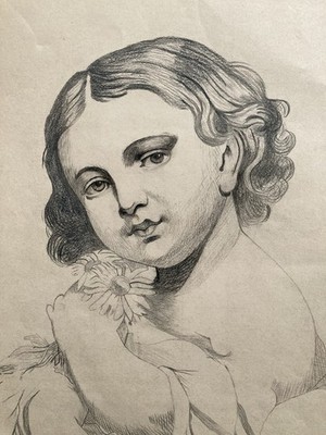 Atemberaubende Vintage Bleistiftzeichnung klassische Porträt Studie auf Papier