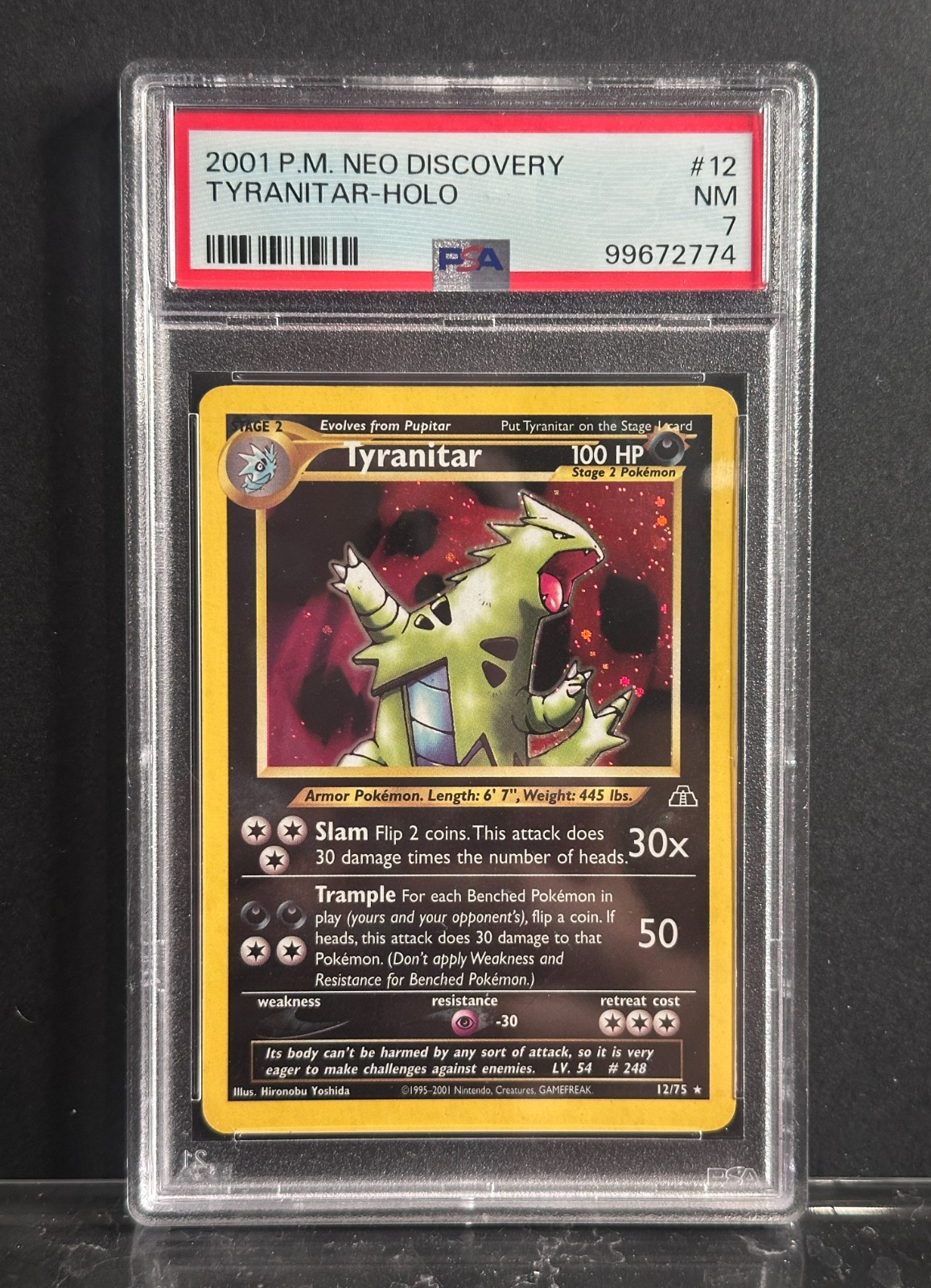 Pokemon Tyranitar Holo #12 2001 Neo Discovery PSA7