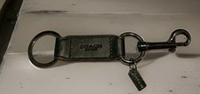 Mens Coach Trigger Snap Leather Unisex Key Fob Keychain Black