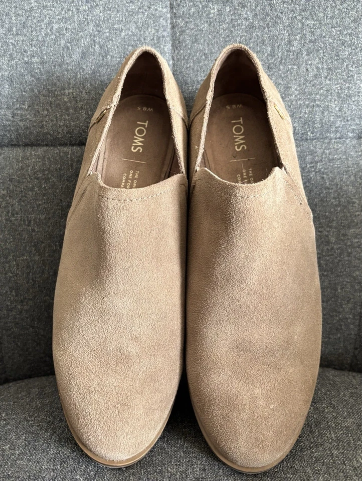 Toms Shaye Beige Tostado Gamuza Cuero Botines Zapatos Planos 9 NUEVO Foto 2 de 4