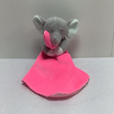 CARTER'S Gray Elephant Hot Pink Lovey Rattle Plush 2013 Baby Security Blanket