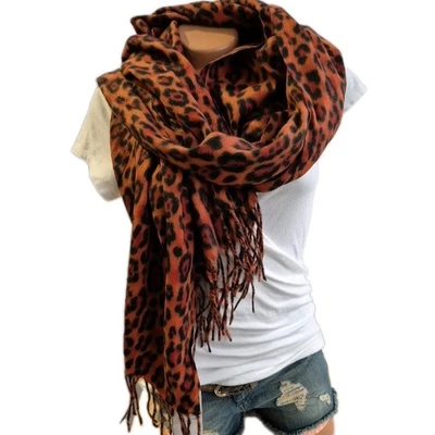 Zwillingsherz Schal Tuch mit Fransen Modell Leo Rost Braun Leo Damen (1 563)