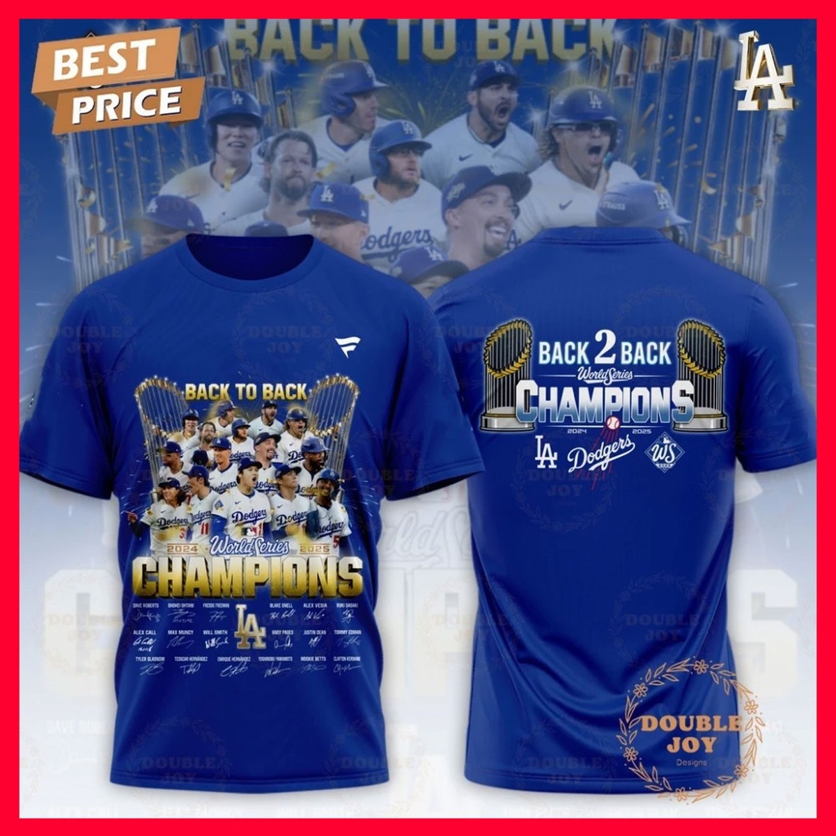 Los Angeles Dodgers World Series Champions Back 2 Back 2024 2025