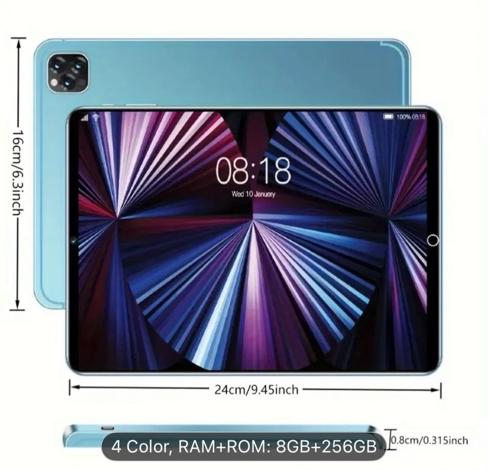 Q7 Latest 2025 Android 14 10.1 Inches 8GB+ 256GB HD Smart Tablet Building Camera - Image 2 of 4