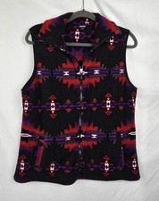 Chaps Sport Aztec Southwestern Fleece Full Zip Women's Vest Coat sz Large