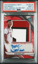 2024 BOWMAN UNIVERSITY BEST PRSPCT TAG RELIC AUTOS ACE BAILEY 1/5 PSA 9 AUTO 10