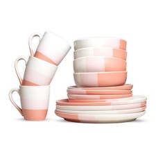 ROYALFORD 16pc Stoneware Dinner Set Plates & Bowls 4 Person Crockery Gift Idea