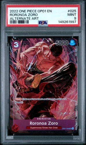 2022 ONE PIECE RORONOA ZORO ALTERNATE ART OP01-ROMANCE DAWN #025 PSA 9