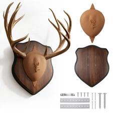 Deer Antler Mounting Kit with Wood Plaque, Silicone Cover & Hardware Included