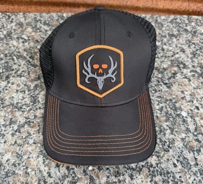 Bone Collector Mens  Trucker Hat Size L/XL Black Orange Mesh Back Cap