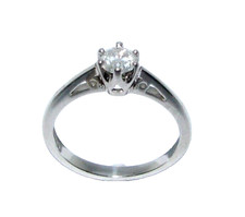 Ladies 9ct White Gold & Solitaire Diamond Engagement Ring UK Size I