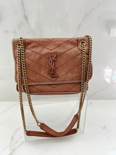 YSL 100% Authentic Saint Laurent YSL Niki Baby Caramel Vintage Leather -So Good!