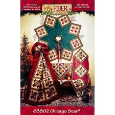Chicago Star Tree Christmas Skirt Quilt Table Runner PATTERN Fiber Mosaics 63802