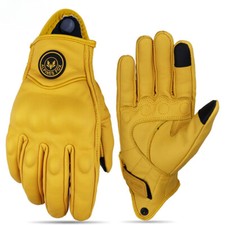 New Motorcycle Gloves Summer Men Yellow Retro Leather Motorbike Motocross Gloves