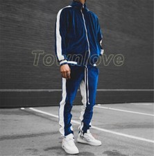 Mens 2 Piece Velvet Tracksuit Casual Pant Sweater Sweatsuit Sport Sweatshirt Set
