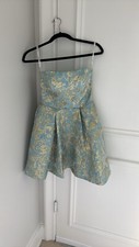 Sherri Hill Strapless Blue And Gold Mini Dress