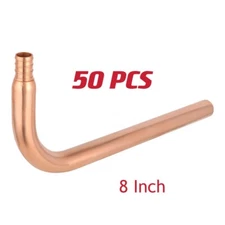 50 PCS EFIELD 8-inch 1/2" PEX Crimp Connection Copper Stub Out Elbow, Lead Free
