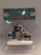FG Square- Christmas Village Accessory Figurine Family Sledding Like LEMAX 