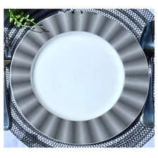 Joseph Sedgh EDINA Fine Bone China, Black/Gray Dinner Plate & Salad Plate Set/8