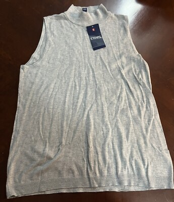 CHAPS ブラック ベスト L/G Chaps Womens LG Shirt Gray Mock Neck