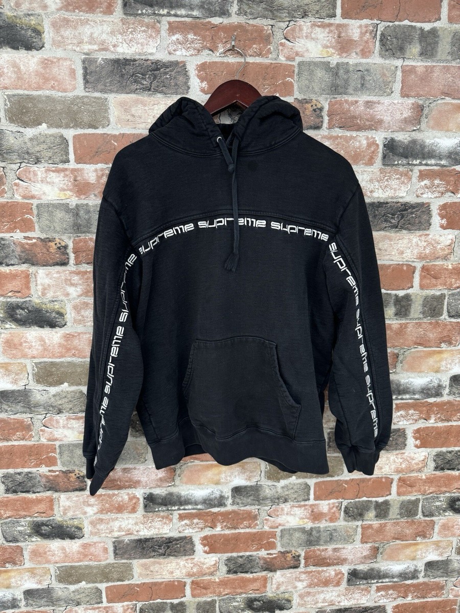 Supreme Text Striped Hooded Sweatshirt Wrap Around Hoodie Size
