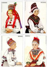 Estonia 1998-1999 Traditional Folk Costumes Postcards x4 Unused