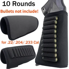 10 Rounds Rifle Buttstock Shell Holder Cartridge Hunting for .22/.204/.233 Cal