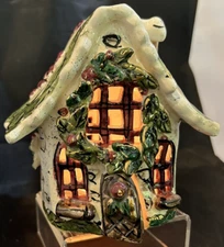 2001 Heather Goldminc Blue Sky Christmas Holly Berry Candle House