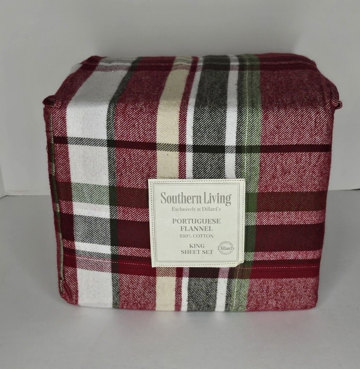 Southern Living Portuguese Flannel Holiday Plaid Sheet Set New