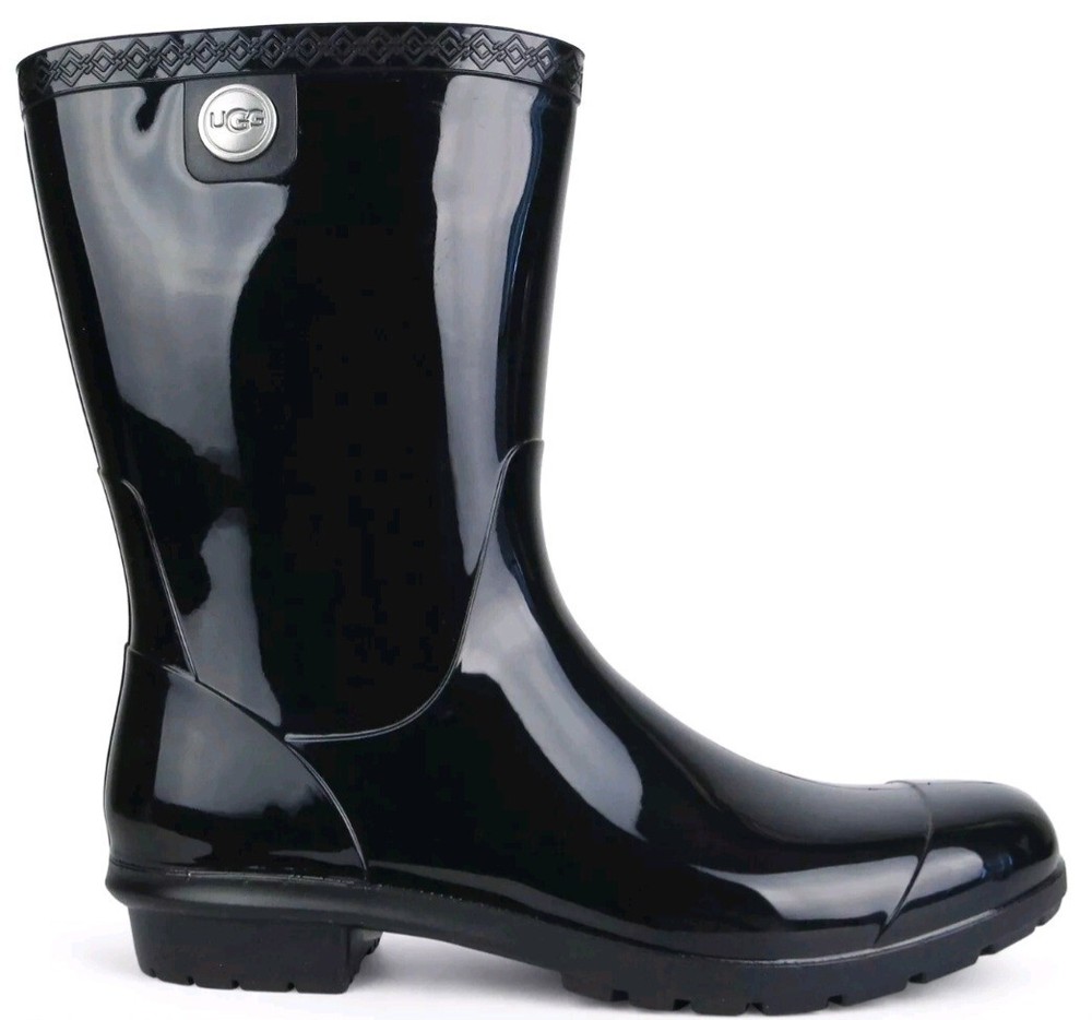 Sleek UGG Sienna Black Womens Waterproof Rubber Outdoor Winter Rain Boots Sz 9