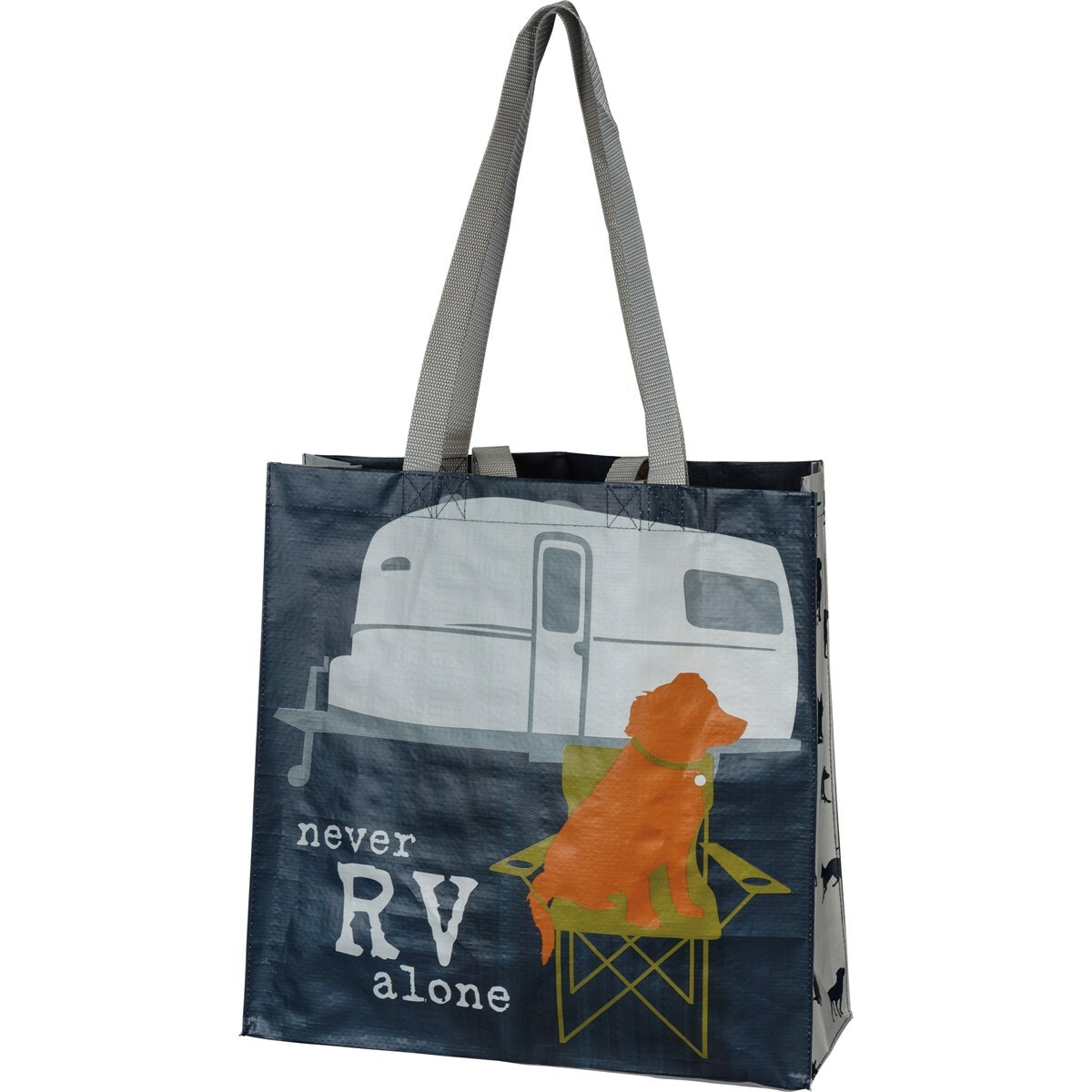 NEW!~Market Tote~"Never RV Alone" Camper & Dog~Shopping Bag/Purse