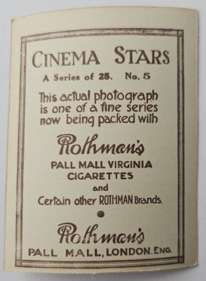 1925 Rothman's Cinema Stars Large Tobacco #5 Viola Dana