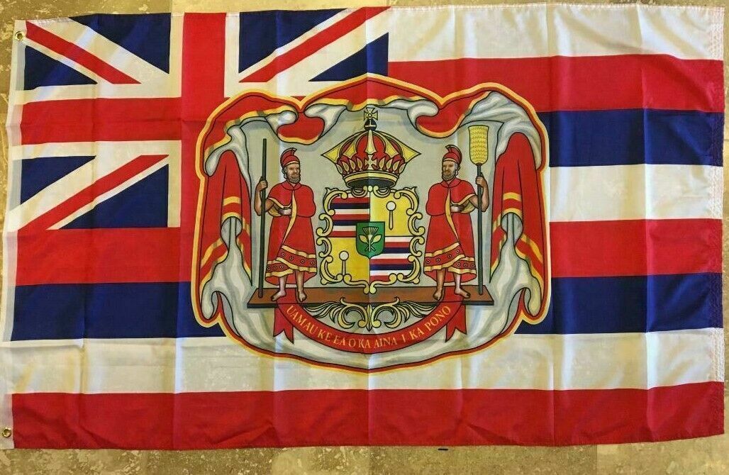 POLYNESISCHEN UREINWOHNERN FAHNE FLAGGE HAWAII KANAKA MAOLI 45x30cm mit kordel