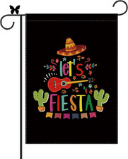 Cinco De Mayo Garden Flag Let'S Fiesta Sombrero Guitar Cactus Vertical Double Si