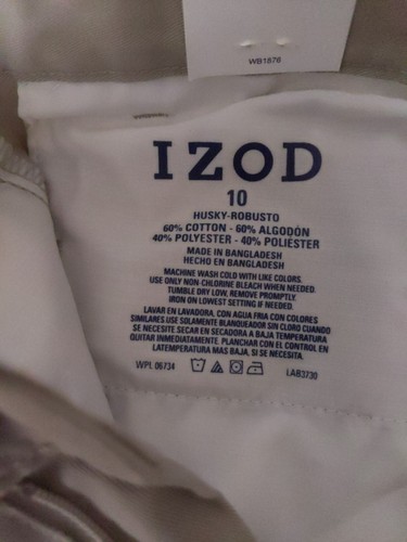 Izod Kids Pleated Adjustable Waist Beige Shorts - Picture 6 of 8