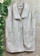 Ams Pure Faux Fur Shimmer Sleeveless Vest Jacket Beige Cream Ivory Size Us 6