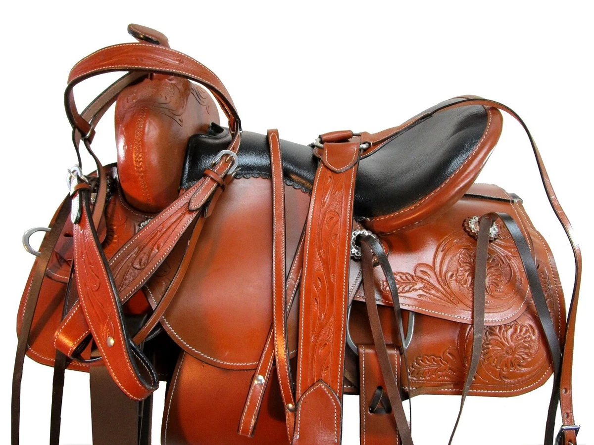 Manaal Enterprises Ensemble de selle de cheval synthétique Western