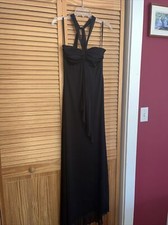 Y2k 2000s Studio 1940 Dress Size 6 Black Maxi Halter Whimsigoth Padded Top