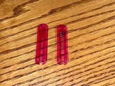 New Victorinox 58mm TRANSLUCENT PINK HANDLES - SCALE 2 Piece KIT for CLASSIC