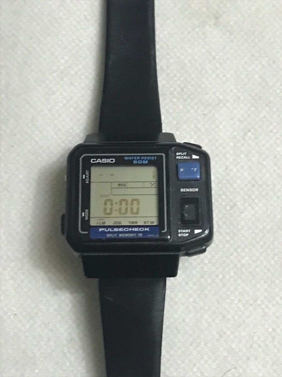 rare CASIO JP-100W PULSE CHECK WR 50M VINTAGE DIGITAL WATCH