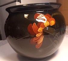 Large Weller Planter Hand Painted Black Orange