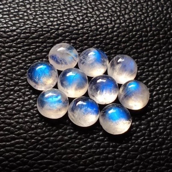 Lote de piedras preciosas sueltas cabujón piedra lunar redonda azul 14-20 mm para joyería Foto 3 de 4