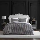 Wonderland Stripe 3-Piece Black/White Microfiber Full/Queen Duvet Cover Set