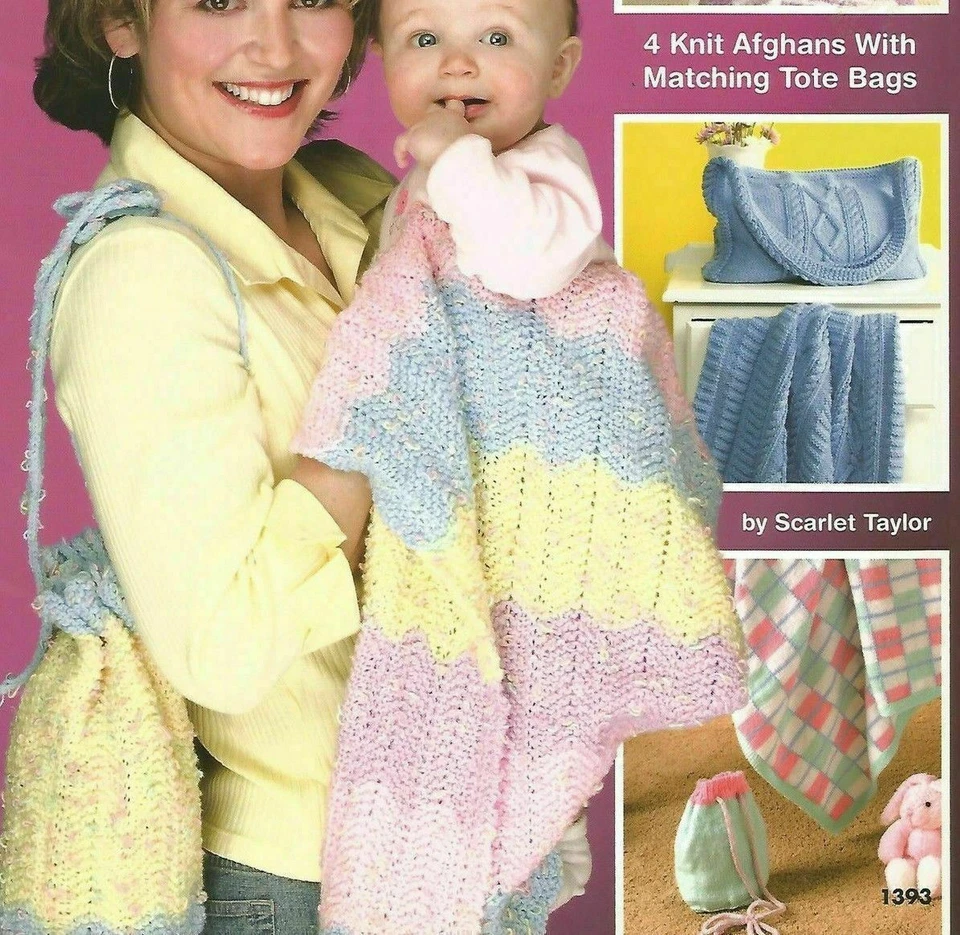Knitting ASN American School Needlework Baby Goes Bye-Bye 4 Afghan Gift Set Bags - Image 3 of 4
