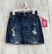 Justice Girls Blue Denim Distressed Skirt Size 10 NWT