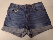 Juniors Size 4 Aeropostale High Waisted Midi Cuffed Distressed 5-Pocket Shorts
