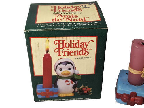 Vintage Holiday Friends Candle Holder Penguin Christmas Decor - J.S.N.Y Taiwan - Picture 9 of 9