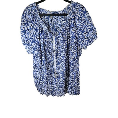 Croft & Barrow Top Womens 3X Gauzy Blouse Peasant Geometric Lightweight 