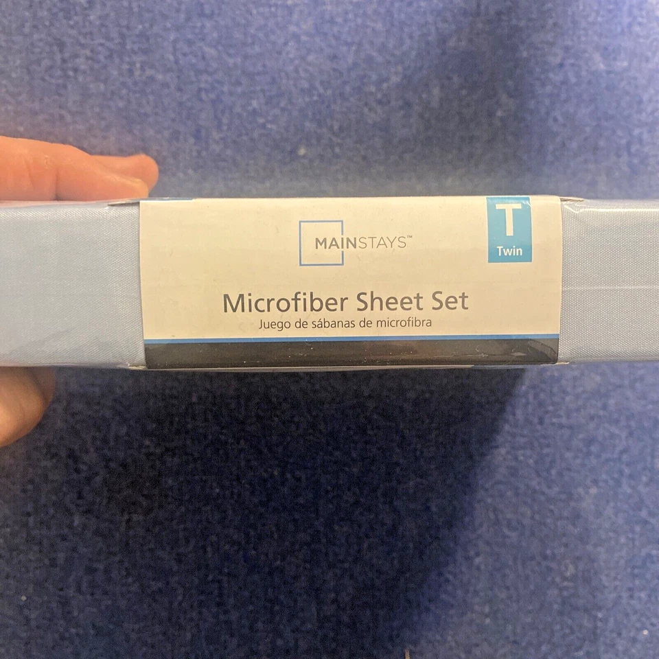 Lençol de microfibra Mainstays Twin azul 3 peças conjunto de fronha plana ajustada - NOVO  - Imagem 3 de 3