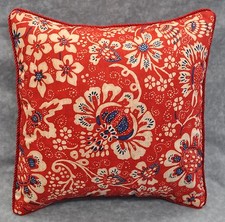 New Corded Pillow made w Ralph Lauren Villa Martine Red, White  Blue Floral 16"